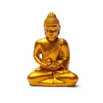 Boeddhabeeldje – Goudkleurige meditatie Boeddha in geschenktasje boeddha