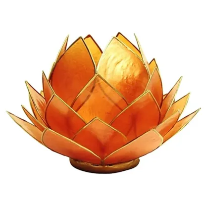 Fijn Lotus Sfeerlicht – Oranje met Goudrand – 15 x 15 cm boeddhisme