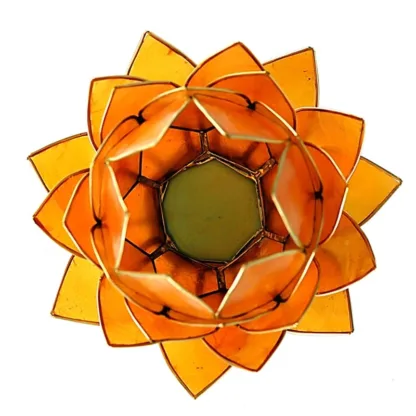 Fijn Lotus Sfeerlicht – Oranje met Goudrand – 15 x 15 cm boeddhisme