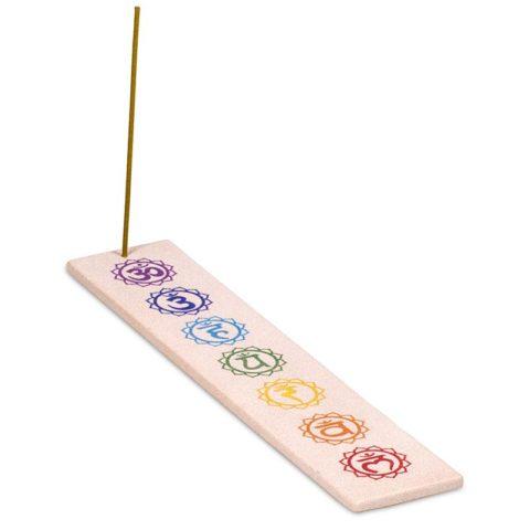 Wierookhouder Chakra – Creme – Zandsteen met 7 Chakra’s – 25,5 x 5 cm boeddhisme