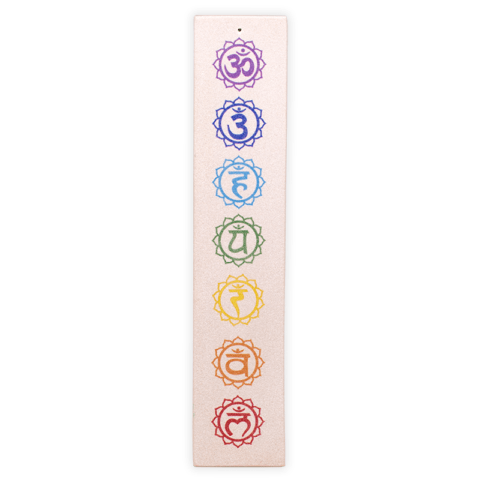 Wierookhouder Chakra – Creme – Zandsteen met 7 Chakra’s – 25,5 x 5 cm boeddhisme