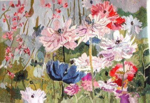 Wandkleden India – Anemones – Handgeweven Wandtapijt – Tapisseries de la Mère – 80 x 120 cm anemones