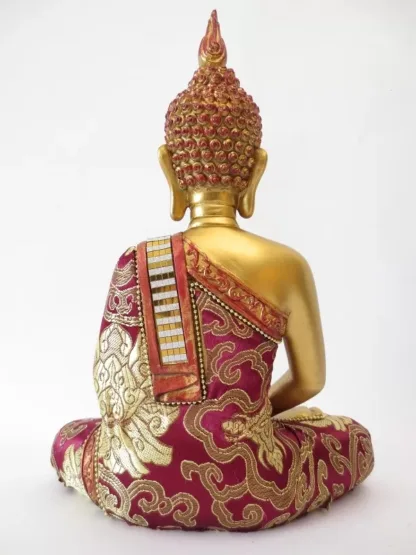 Boeddhabeeld – Thaise Boeddha – Meditatie – Goud Rood – 25 cm boeddha