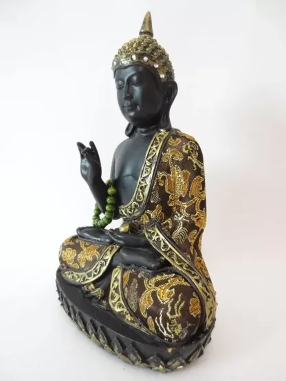 Boeddhabeeld – Thaise Boeddha – met Mala – Zwart Goud – 22 cm boeddha