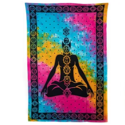 Wandkleed – Authentiek Wandkleed Katoen – Chakra Meditatie Kleurrijk – 215 x 135 cm banner