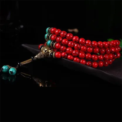 Mala – Tibetaanse Mala – Rode Kralen en Turquoise kralen – Halsketting en Mala – Armband Rood en Turquoise armband