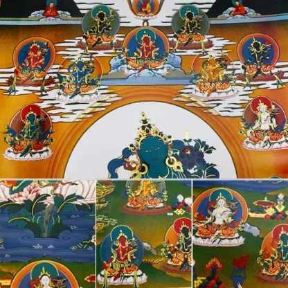 Thangka – Reproductie met afbeelding van 21 Tara’s – 63 x 85 cm boeddha