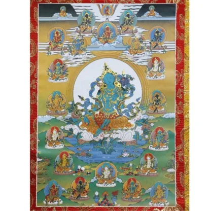 Thangka – Reproductie met afbeelding van 21 Tara’s – 63 x 85 cm boeddha